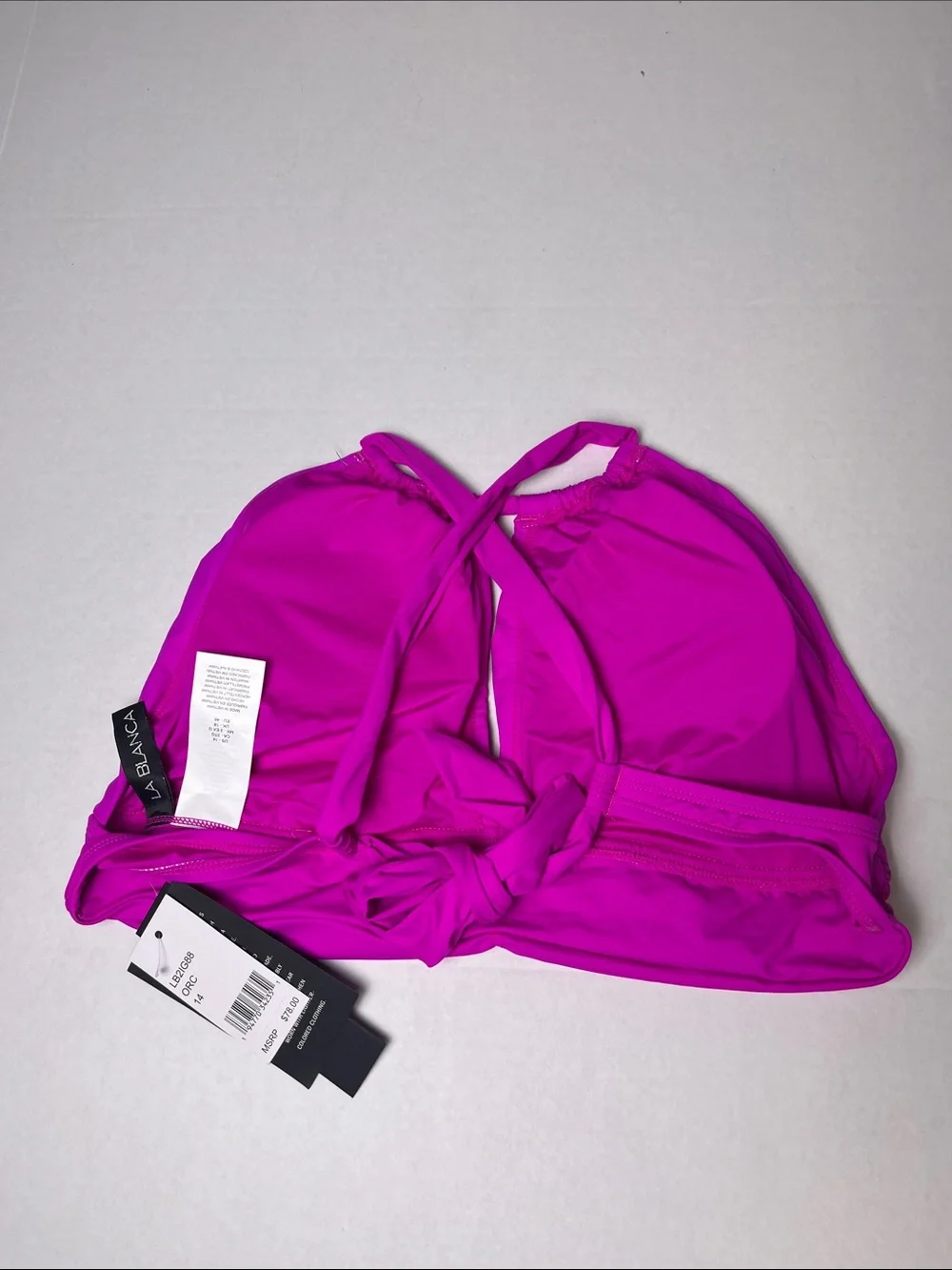 New LA BLANCA Island Goddess High Neck Midkini Top Size 14 Orchid Pink